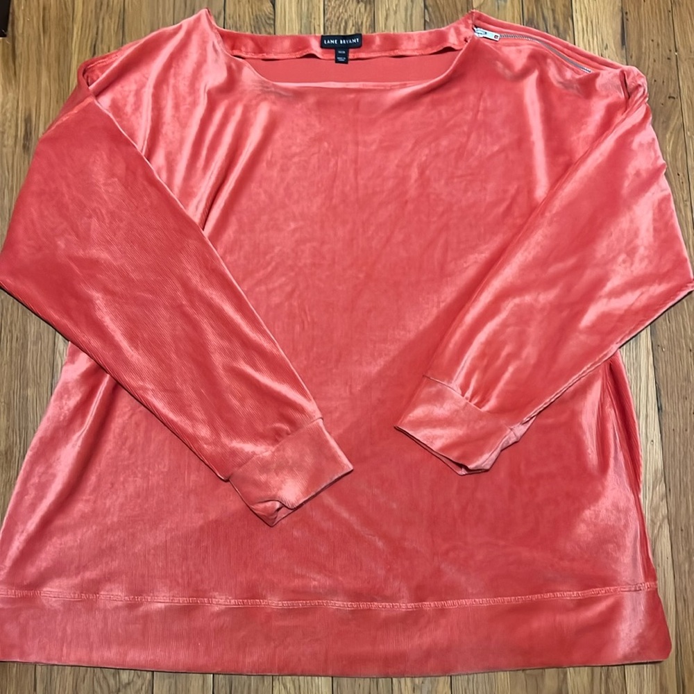Lane Bryant Boatneck Top With Zipper color Grenadine size 18/20